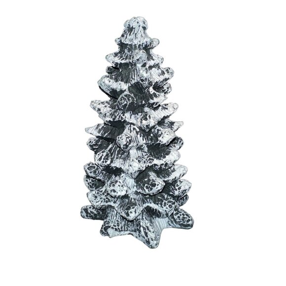 Vintage 1995 Village Square Pine Tree Covered in Snow Mervyns Christmas Holiday - Picture 3 of 6